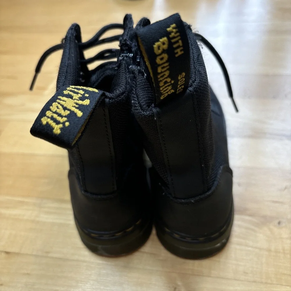 Doc Dr‎ Martens Boots Combat Lace Up Black Canvas Zip Youth Kids Size 3 Combs J
